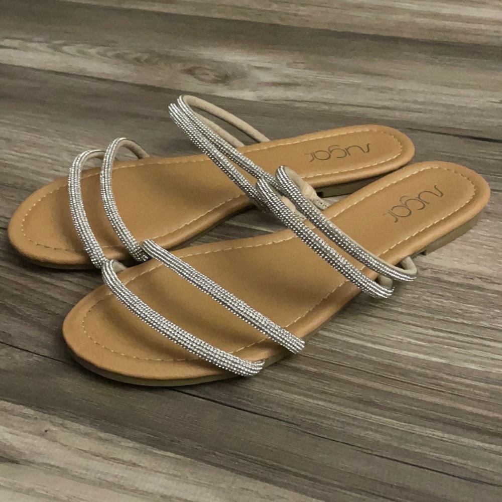 Sugar Rhinestone Slide On Sandals